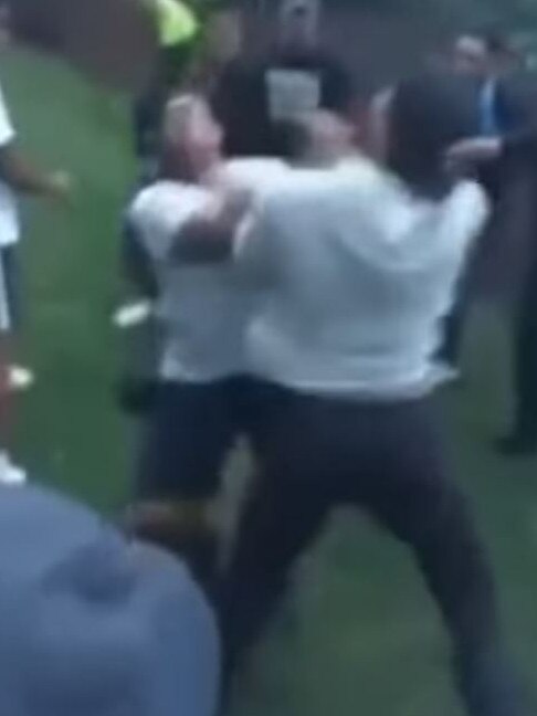 Screen grabs from a brawl posted to YouTube.