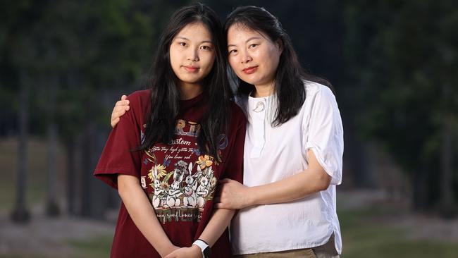 Sherwood mother Belva Zhuang and her daughter Jane Song, who is in Year 12 at St Aidan's Anglican Girls' School. Photo: Liam Kidston.