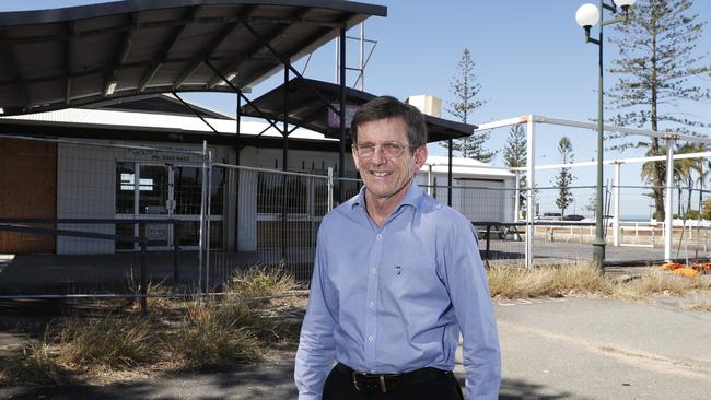 Councillor Peter Cumming in front of the site for the proposed microbrewery on the Wynnum foreshore, Wynnum. Picture: AAP/Regi Varghese