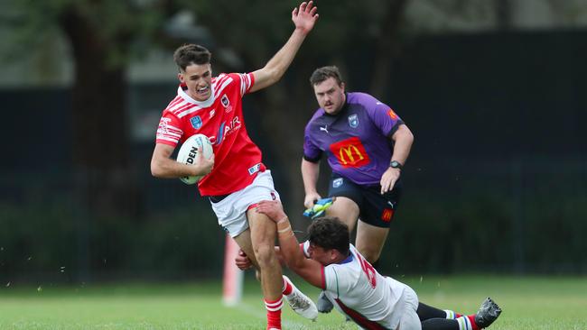 Toby Rumble in possession for the Dragons in the Laurie Daley SLE Cup Grand Final. Picture: Sue Graham