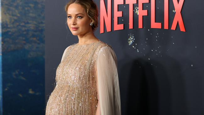 Jennifer Lawrence looked luminous with her baby bump. Picture: Mike Coppola/Getty Images