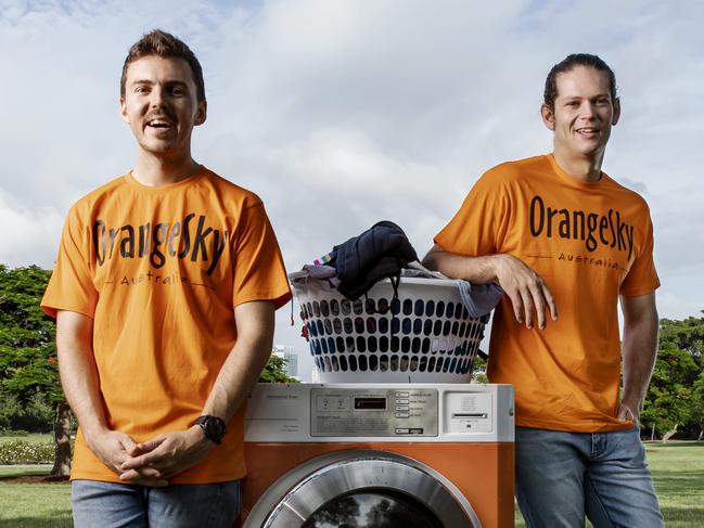 Lucas Patchett, left, and Nic Marchesi, founders of Orange Sky Laundry, Picture: Mark Cranitch