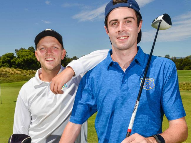 Mitch Goldner of Novar Gardens watches Nick Vaananen of Lockleys play at Parks Golf Park at West Beach, Wednesday, February 17, 2021. Picture: Brenton Edwards