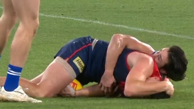 May grabbed his head. Photo: Fox Sports