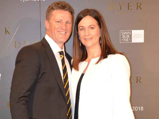 Damien and Danielle Hardwick at 2018 Richmond function.