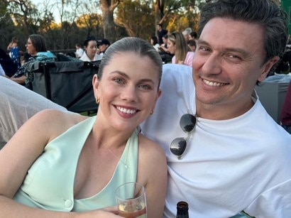 Amber Johnston and 60 Minutes reporter Adam Hegarty in February. Picture: Instagram