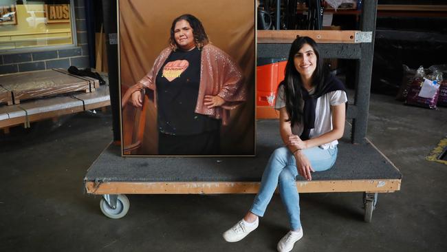 Artist Tsering Hannaford delivers her Archibald Prize entry of artist and community leader Sally Scales. Picture: John Feder