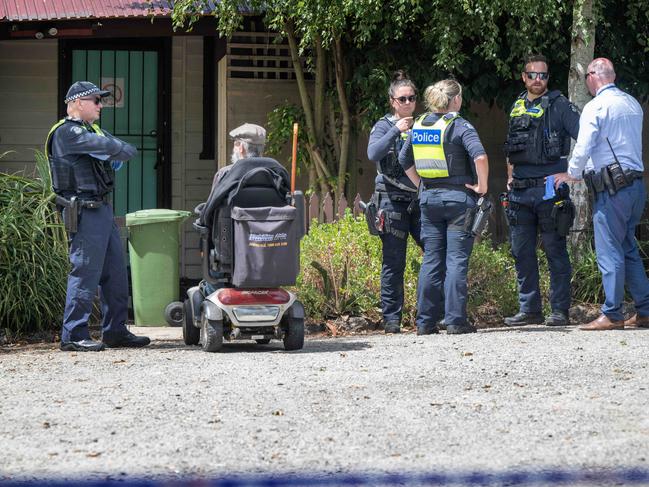 The homicide squad is investigating the death of a man at Mossgiel Park Accommodation Home in Endeavour Hills this morning. Picture: Tony Gough