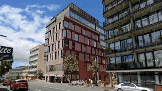 Hobart City Council has approved a nine-storey mixed-use building at 25 Watchorn Street and 116 Bathurst Street to be developed by Riverlee and Darklab. Picture: Fender Katsalidis