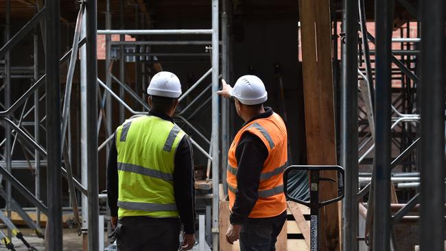 A pokesman for Housing Minister Clare O’Neil said the government was working to ease continued labour shortages in the building industry. Picture: NewsWire/Nicki Connolly