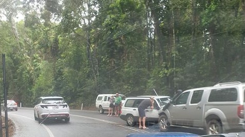 The Kuranda Range Road has been closed since 9am this morning after a multi-vehicle accident. Picture: Facebook Perri Weeks