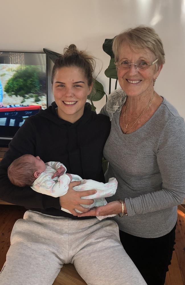 Taylah Robertson with her grandmother Betty Cassidy and her young niece Ava.