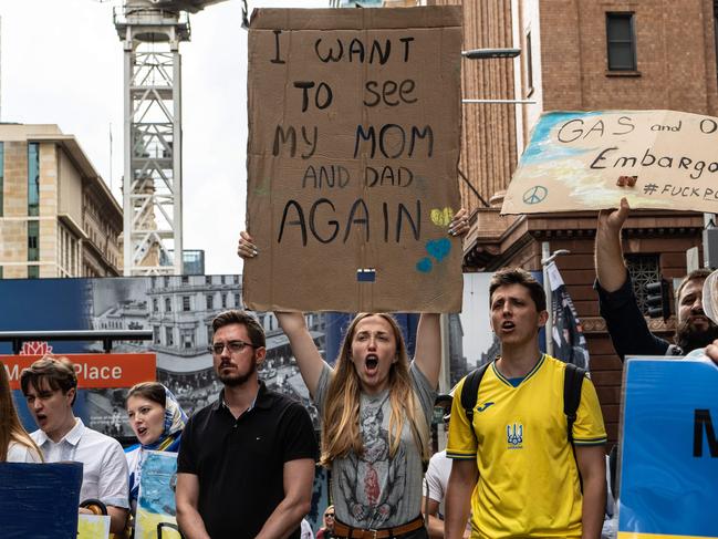 Demonstrations have been held across Australia since the invasion began, largely by Australians with Ukrainian heritage concerned for the future of the country. Picture: NCA NewsWire / Flavio Brancaleone