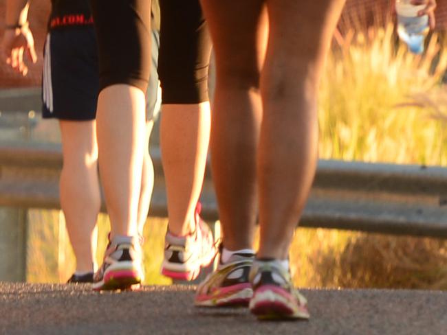 People exercise on Castle Hill. Picture: Evan Morgan