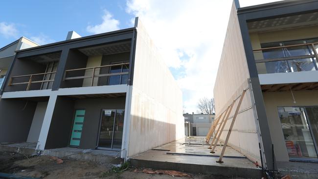 Houses at Mt Barker left in various stages of completion following the collapse of Coast to Coast Homes. Picture: Tait Schmaal