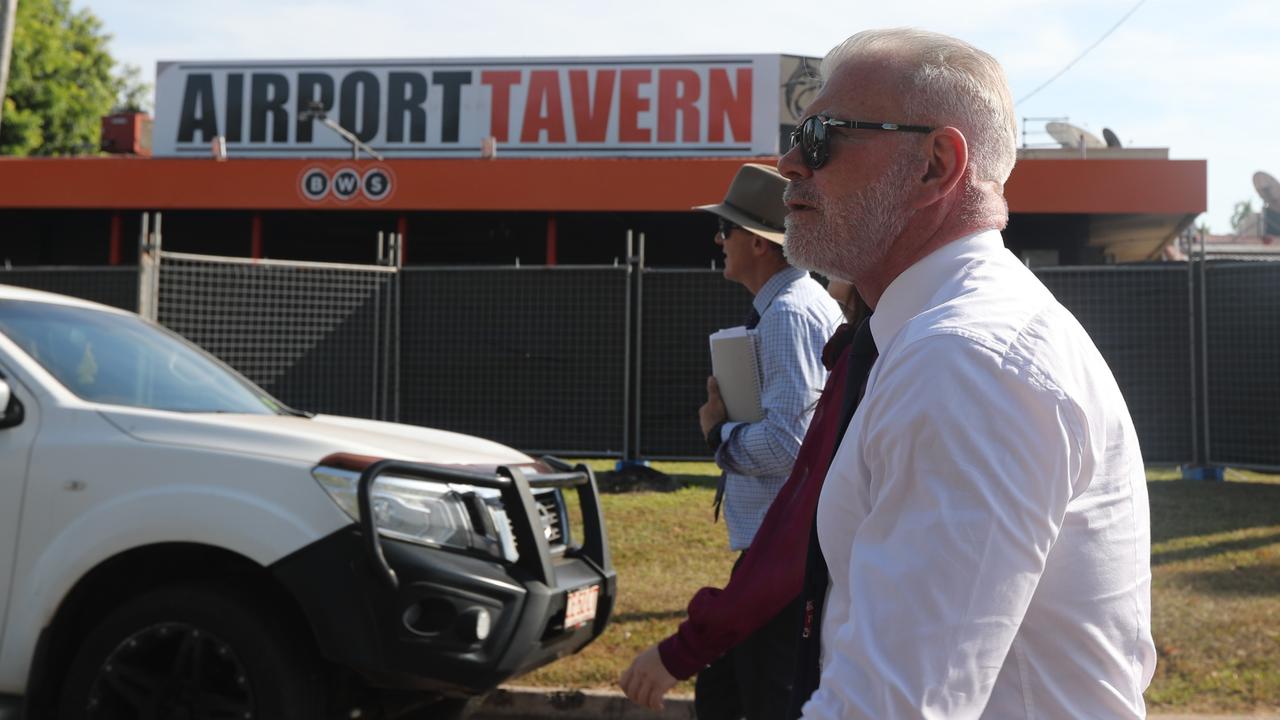 Keith Kerinauia's defence barrister Jon Tippett walked through the BWS Airport Tavern where Declan Laverty was fatally stabbed on Sunday March 19, 2023. Picture: Zizi Averill