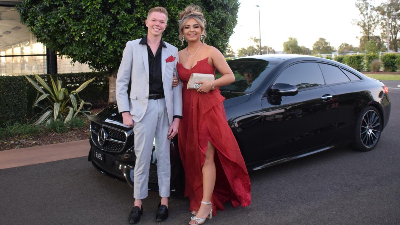 Lachie Beaver-Reis and Martha Hiku stunned on the red carpet at Our Lady of Southern Cross College's formal for 2023. Picture: Emily Devon