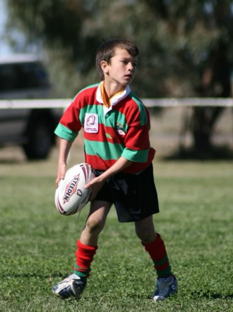 David Armstrong playing rugby league for Mungindi as a junior.