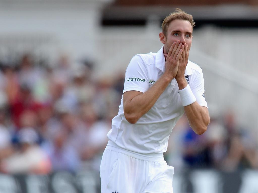 Stuart Broad of England celebrates dismissing Steven Smith of Australia during day two of the 4th Investec Ashes Test match between England and Australia at Trent Bridge on August 7, 2015 in Nottingham, United Kingdom. (Photo by Gareth Copley/Getty Images)