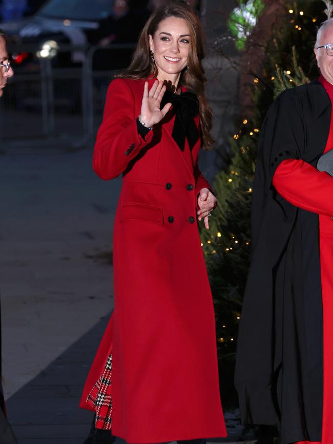 Kate was festive in bright red for the big event. Picture: Chris Jackson/Getty Images