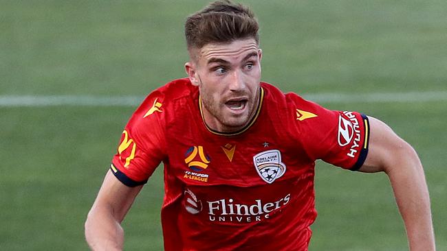 ADELAIDE, AUSTRALIA - JANUARY 17: Ryan Strain of Adelaide United in action during the round 15 A-League match between Adelaide United and the Melbourne Victory at Coopers Stadium on January 17, 2020 in Adelaide, Australia. (Photo by Jonathan DiMaggio/Getty Images)