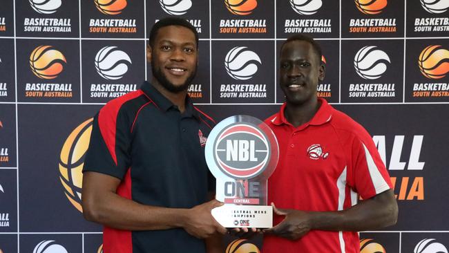 CJ Turnage of the Norwood Flames and Sunday Dech of the North Adelaide Rockets will go head-to-head in the NBL1 men's basketball Grand Final on Saturday night. Picture: Supplied, Basketball SA