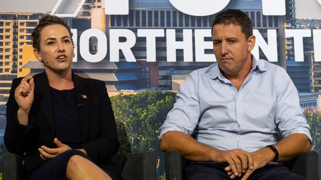 Lia Finocchiaro Leader of the Opposition NT and Matt Cunningham Sky News at the NT News Futures Northern Territory forum 2024. Picture: Pema Tamang Pakhrin