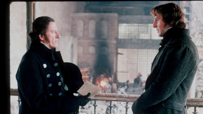 Geoffrey Rush as Javert (left) and Liam Neeson as Jean Valjean in the earlier, 1998 film of Les Miserables.