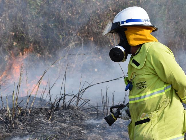 Queensland Fire and Emergency Services, including Rural Fire Service crews, contained a 20ha vegetation fire at Hay Point on Tuesday November 24. Generic QFES, RFS, firefighter. Picture: Zizi Averill