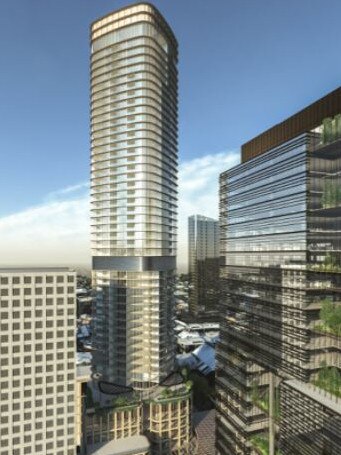 An artist's impression of the proposed 51-storey apartment tower as part of Vicinity Centres' Box Hill Central redevelopment. Picture: Extract from planning documents.