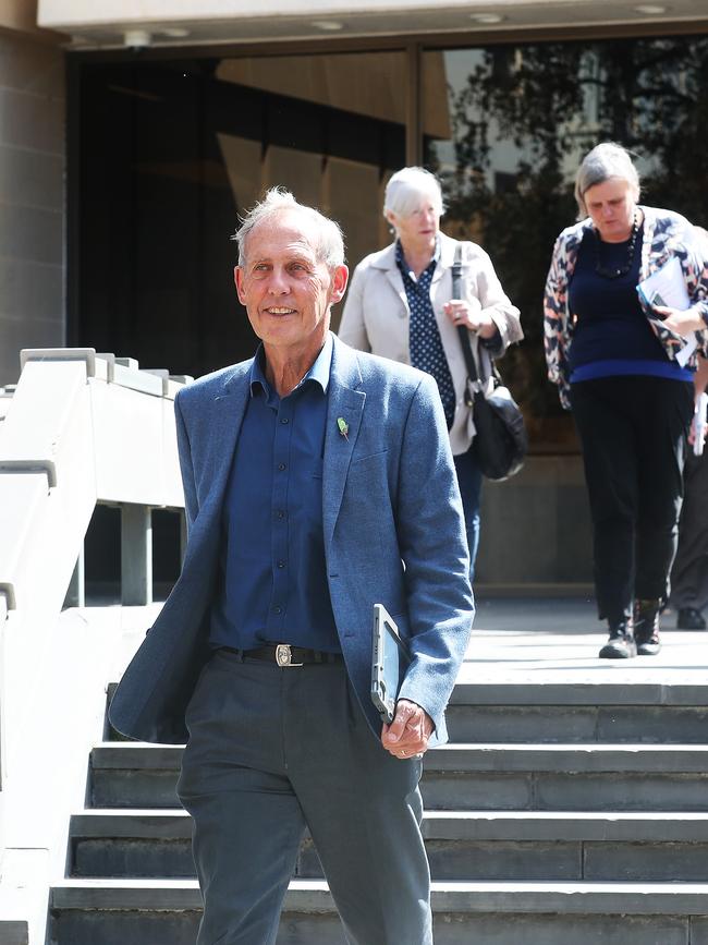 Bob Brown with foundation campaign manager Jenny Weber, right, outside the Supreme Court of Tasmania. Picture: Nikki Davis-Jones