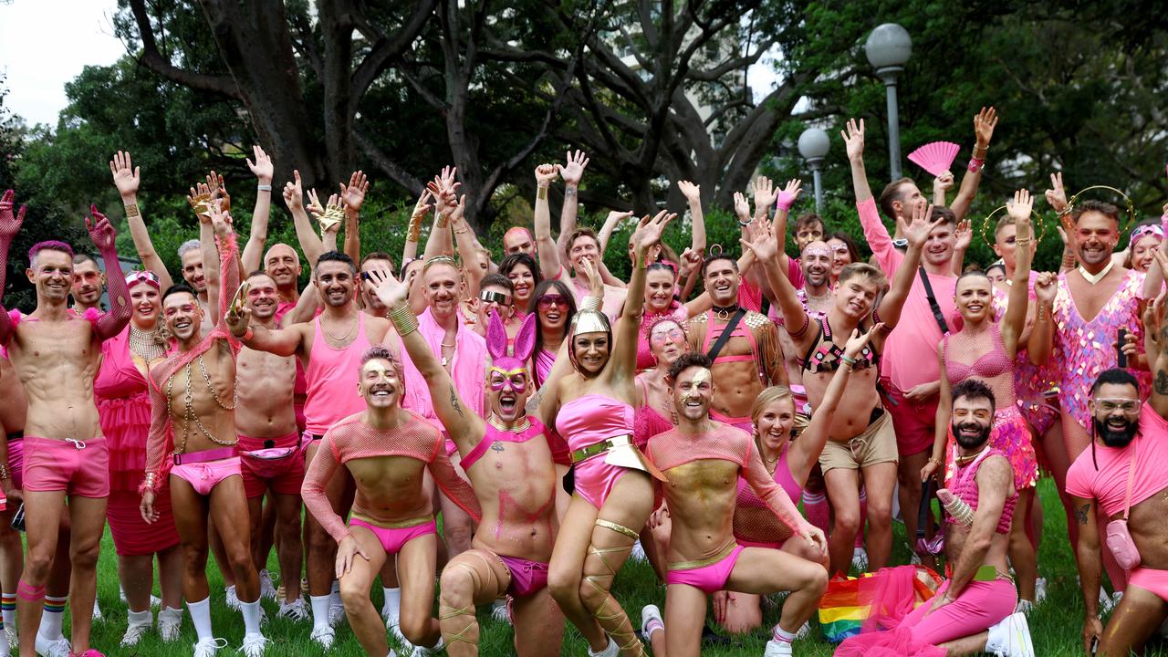 The Midest Golden Glams pictured as they arrive at Hyde Park for the Sydney Gay and Lesbian Mardi Gras Parade 2024. Picture: NCA NewsWire / Damian Shaw