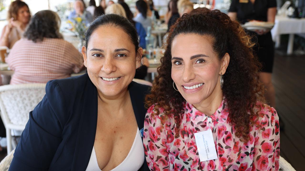 Amber Linsket and Jess Monro at the Gold Coast Women in Tourism Breakfast at Southport Yacht Club for Gold Coast at Large. Picture: Portia Large