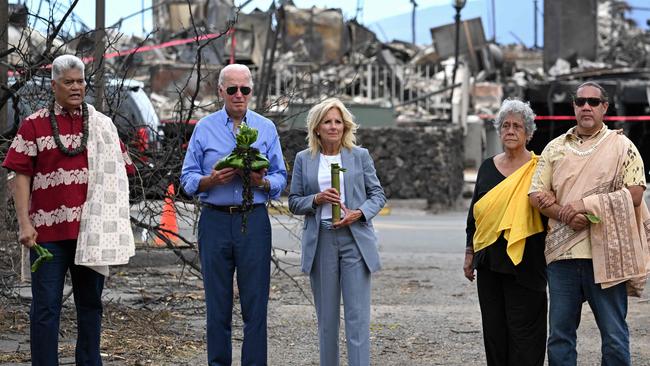 President Joe Biden and First Lady Jill Biden at the scene. Picture: Mandel Ngan/AFP