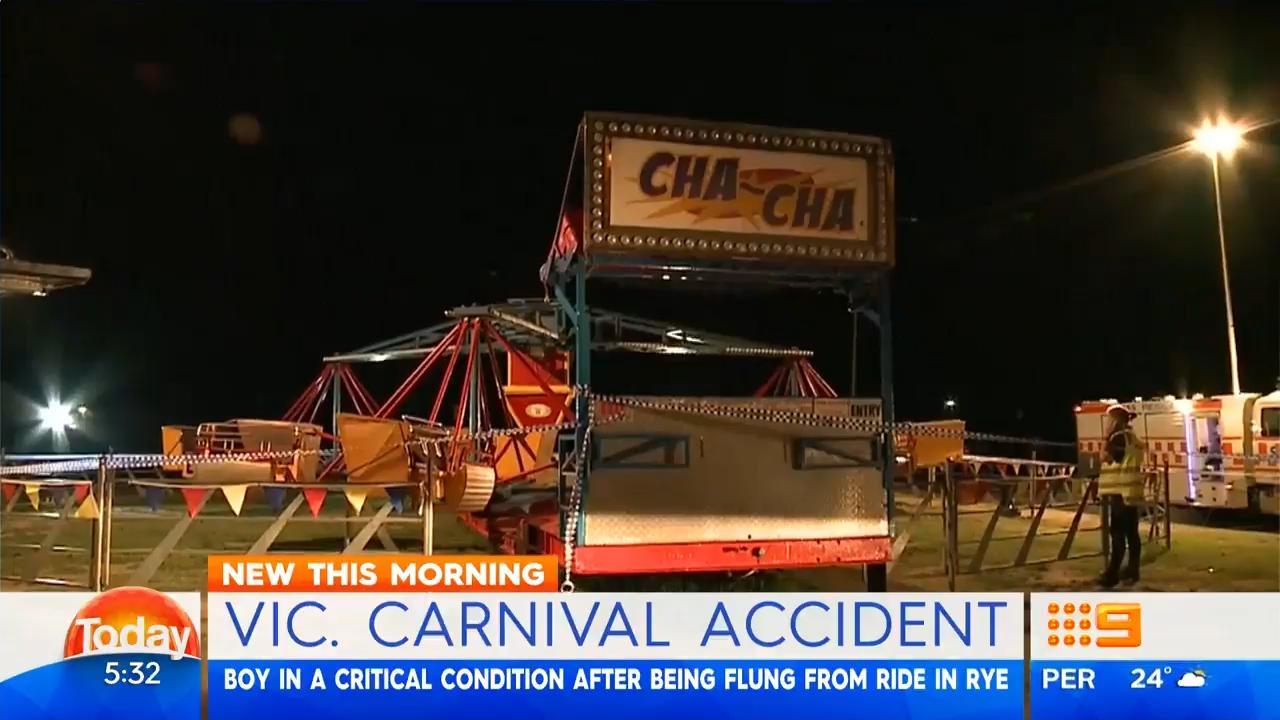 Nine News: Boy in critical condition after falling from carnival ride in Rye