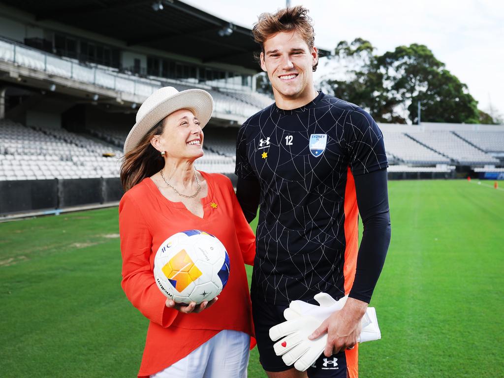 Sydney FC goalkeeper Harrison Devenish-Meares and his mum Rossana Devenish-Meares. Harrison gave up his career overseas to return to Aus when his mum was diagnosed with cancer. Picture: Rohan Kelly