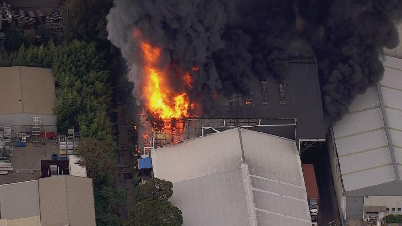 Smoke is billowing out of the building. Picture: Nine News