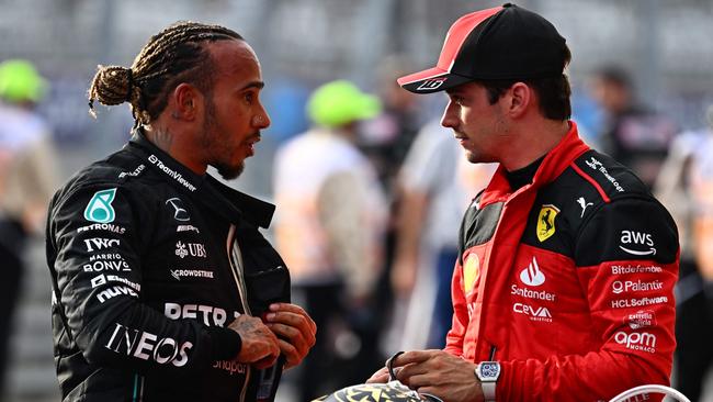 Lewis Hamilton and Charles Leclerc failed post-race technical compliance checks. Picture: Chandan Khanna/AFP