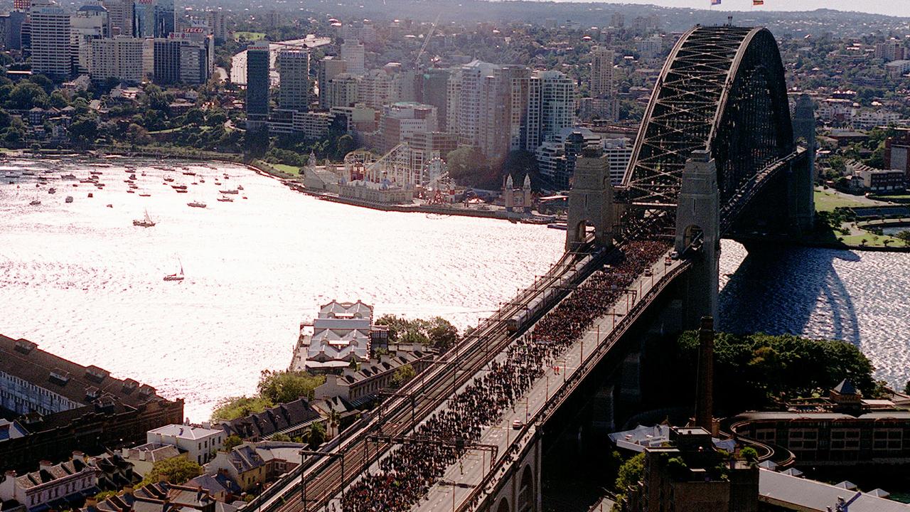 A view from the sky of the Walk for Reconciliation. Picture: Chris Pavlich