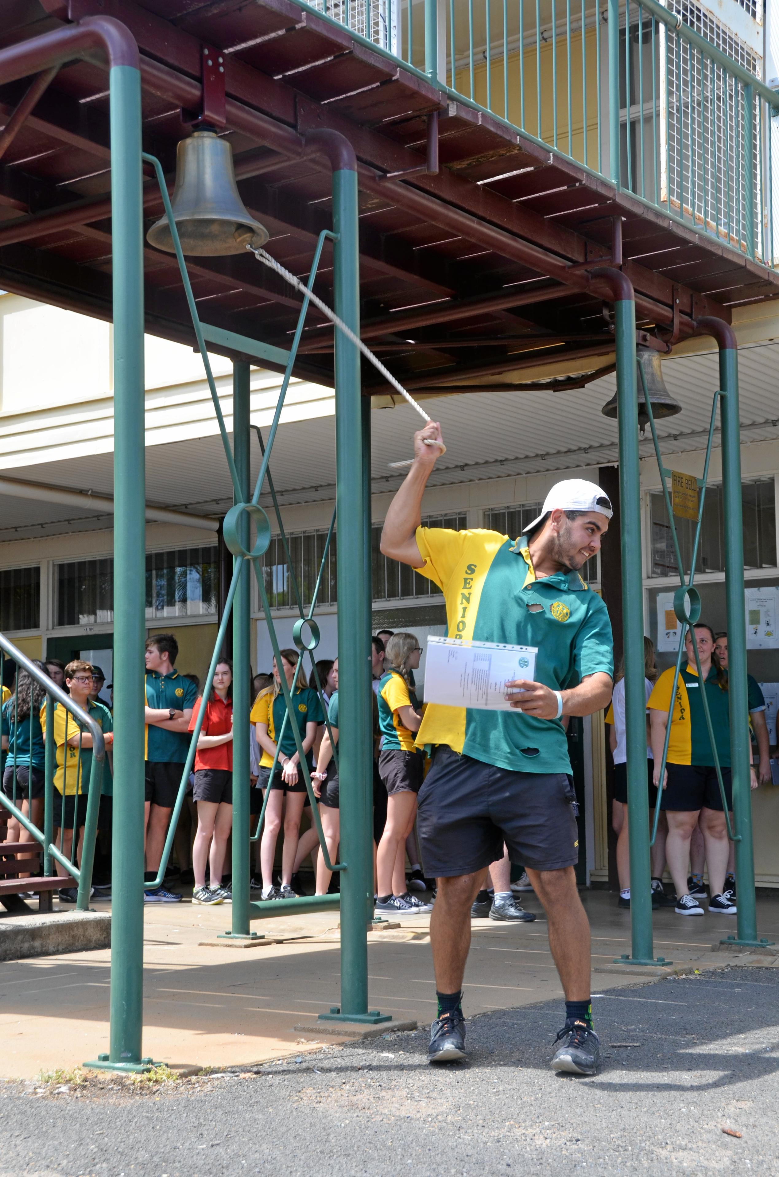 Burnett State College had 39 Year 12 graduates ring the school bell before they walked out the gates as students for the last time. Picture: Felicity Ripper