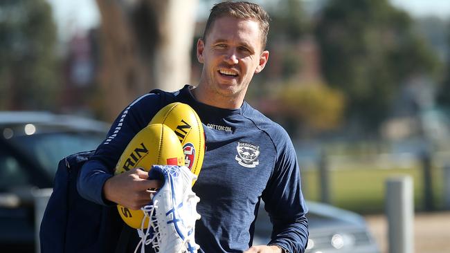 Cats captain Joel Selwood’s gammy hammy appreciated the time off. Picture: Alison Wynd