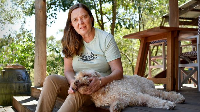 Siobhan Mahoney at home with dog Murphy in St Albans, northwest of Sydney. Picture: Noah Yim