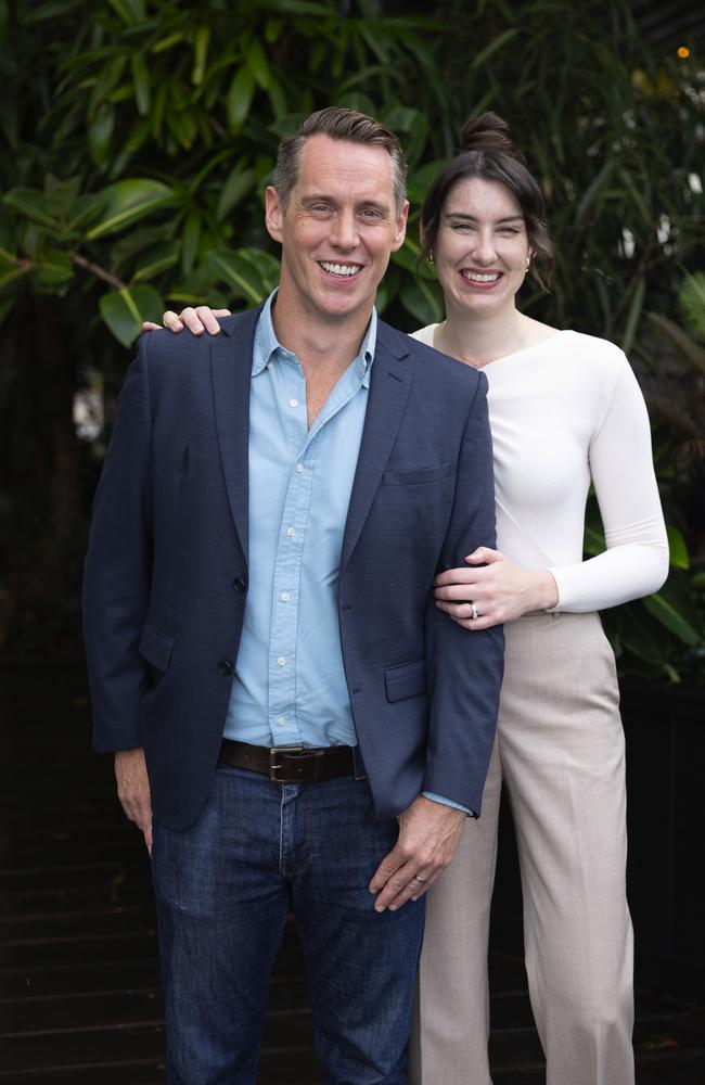 7News meteorologist and weather presenter Tony Auden with his wife Alicia. Picture: David Kelly