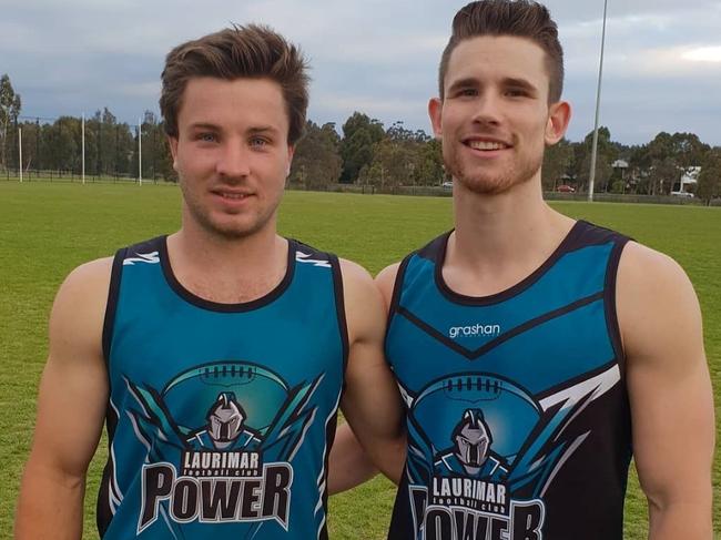 Laurimar Football Club co-captains Mitch Thompson and Luke Wilson. 