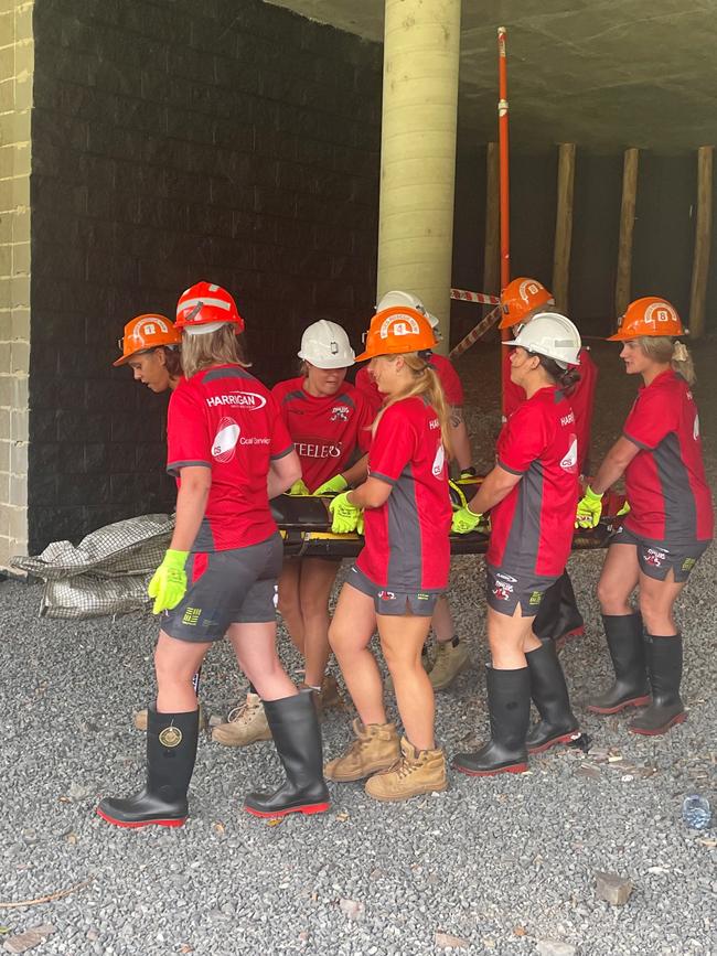 Illawarra Steelers undertaking a rescue mission scenario as a part of their pre-season bonding. Photo: Contributed