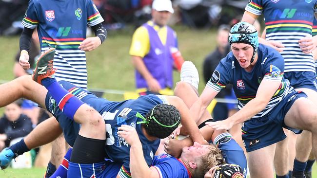 Trinity College v Xavier college Schoolboy rugby league confraternity carnival. Thursday June 29, 2023. Picture, John Gass