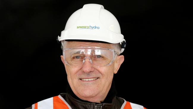 Prime Minister Malcolm Turnbull during his tour of the Snowy Hydro Tumut 2 power station on August 28. Picture: Alex Ellinghausen