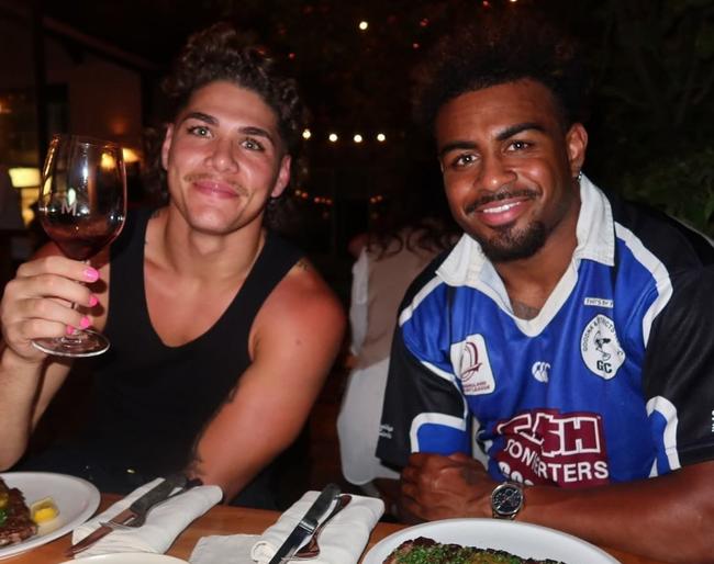 Brisbane Broncos players Reece Walsh and Ezra Mam the subject of an integrity unit investigation only a matter of weeks ago after an incident in Bali. Picture: Instagram