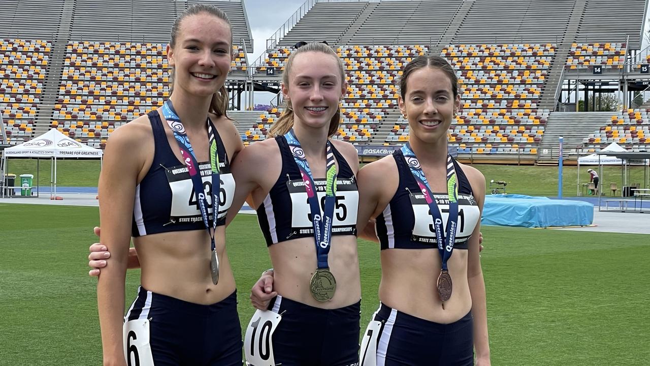 Met East clean sweep - Emma Fryga, middle, Libby Mantay, left and Georgie Burg.