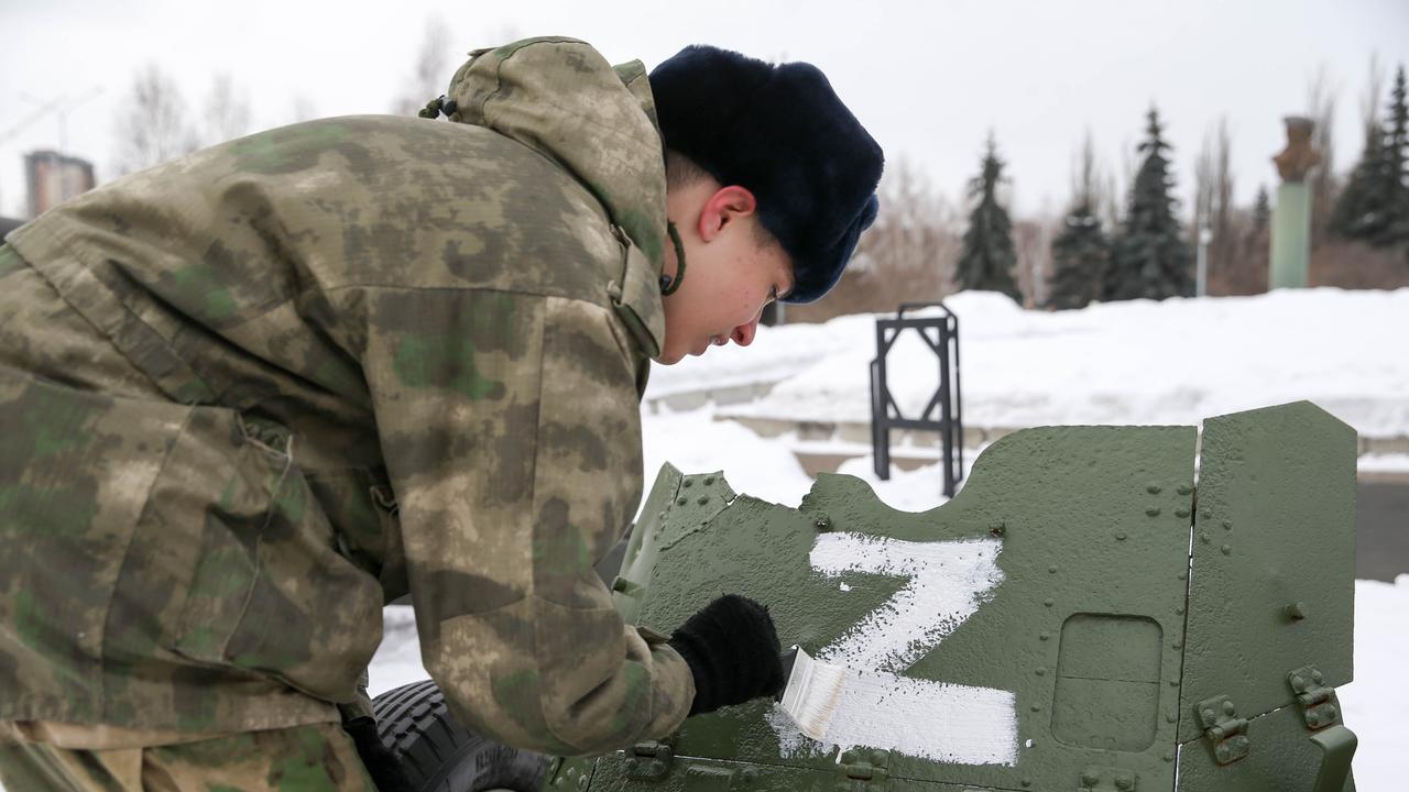 Military hardware is marked with a Z sign. Picture: Danil Aikin/TASS/Sipa USA/AAP